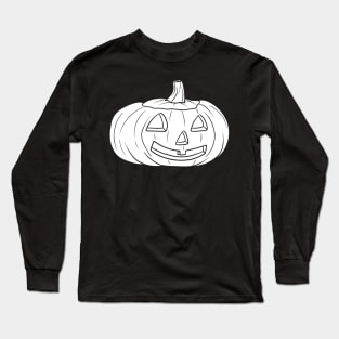 Halloween Jack O' Lantern White Silhouette Long Sleeve T-Shirt